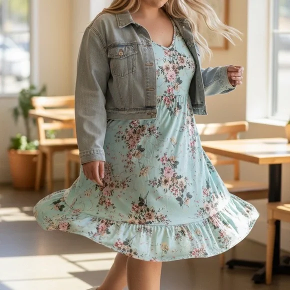 Torrid Super Soft Floral Cold Shoulder Dress| Size 2X | Easy Care - Picture 6 of 8